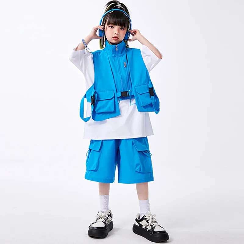 Kid Kpop Hip Hop Clothing Blue Sleeveless Jacket Vest Top Casual Wide Cargo Shorts Pants for Girl Boy Jazz Dance Costume Clothes
Kid Kpop Hip Hop Clothing Blue Sleeveless Jacket Vest Top Casual Wide Cargo Shorts Pants for Girl Boy Jazz Dance Costume Clothes
