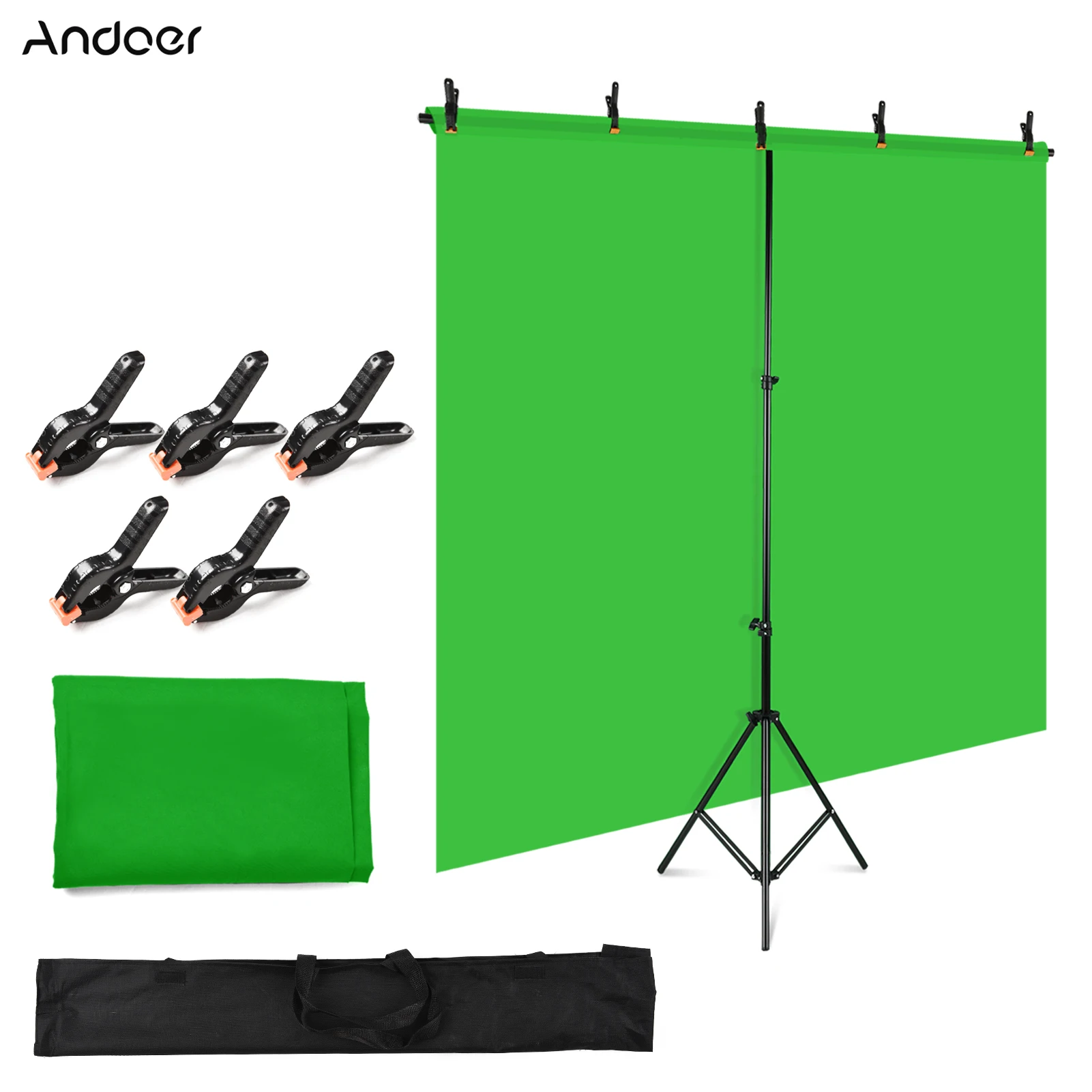 Universal 5x7ft Solid Color Backdrop Photography Background Kit with 5x7ft T-Shaped Background Adjustable Stand 5 Spring Clamps
Universal 5x7ft Solid Color Backdrop Photography Background Kit with 5x7ft T-Shaped Background Adjustable Stand 5 Spring Clamps