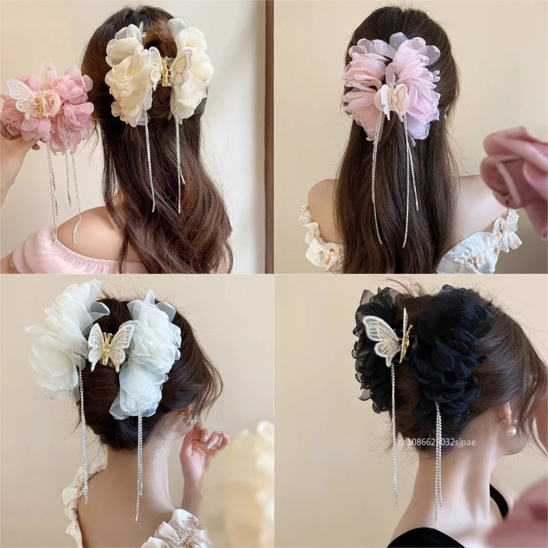 Новая заколка для волос с цветком и бабочкой, стразы, бабочка, длинная бахрома, когти для волос акулы для женщин, милые модные аксессуары для волос 2025
Новая заколка для волос с цветком и бабочкой, стразы, бабочка, длинная бахрома, когти для волос акулы для женщин, милые модные аксессуары для волос 2025