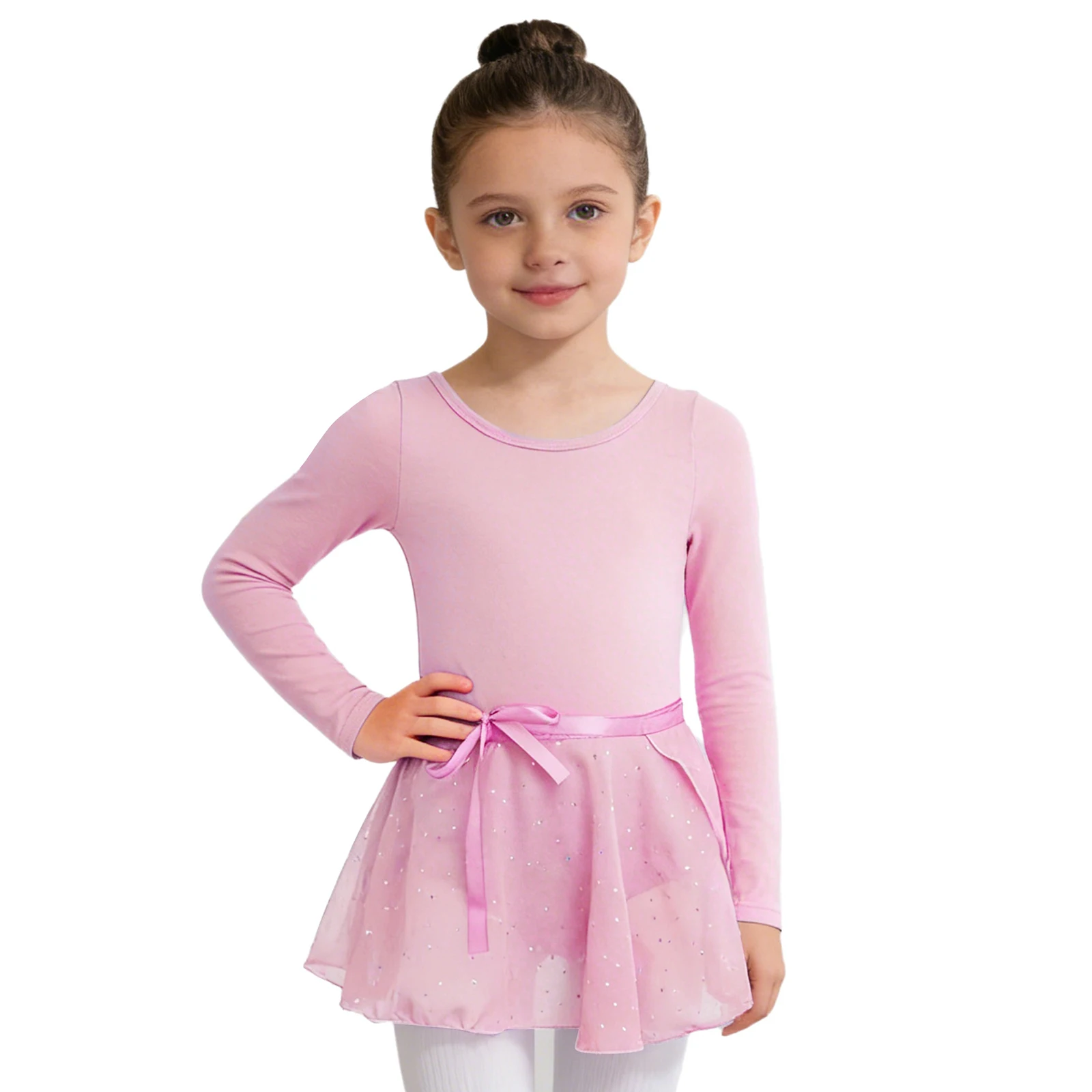 Kids Girls Ballet Dance Gymnastics Practice Outfit Long Sleeves Leotard with Shiny Sequins Skirt for Ballet Stage Performance
Kids Girls Ballet Dance Gymnastics Practice Outfit Long Sleeves Leotard with Shiny Sequins Skirt for Ballet Stage Performance