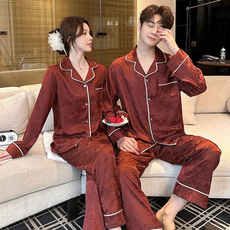 2025 Spring Autumn Couple Red Ice Silk Two Piece Set Pajamas Casual Comfortable Satin Long Sleeve Pants Nightwear Loungewear
2025 Spring Autumn Couple Red Ice Silk Two Piece Set Pajamas Casual Comfortable Satin Long Sleeve Pants Nightwear Loungewear