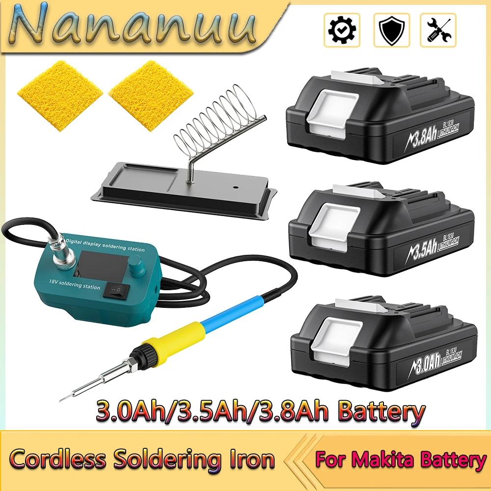 Беспроводной паяльник Nananuu, станок для Makita BL1830, аккумулятор 18 В, BL1840 BL1850, BL1860, аккумулятор 60 Вт, инструмент для пайки печатных плат
Беспроводной паяльник Nananuu, станок для Makita BL1830, аккумулятор 18 В, BL1840 BL1850, BL1860, аккумулятор 60 Вт, инструмент для пайки печатных плат