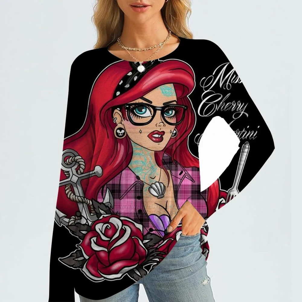 Pink Disney Princess T-shirt Long Sleeved Round Neck women's Autumn And Winter Long Sleeved Black T-shirt Loose And Comfortable
Pink Disney Princess T-shirt Long Sleeved Round Neck women's Autumn And Winter Long Sleeved Black T-shirt Loose And Comfortable