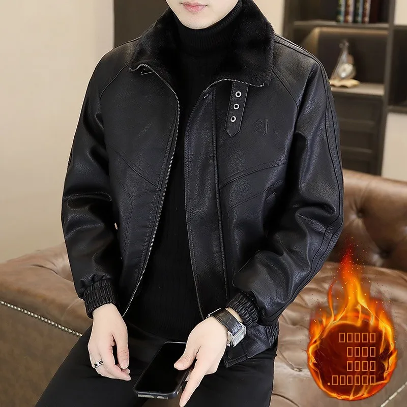 Мужская зимняя куртка из кожи с подкладкой, ветрозащитная, теплая, с меховым воротником, повседневная, молодежная, модная верхняя одежда
Мужская зимняя куртка из кожи с подкладкой, ветрозащитная, теплая, с меховым воротником, повседневная, молодежная, модная верхняя одежда