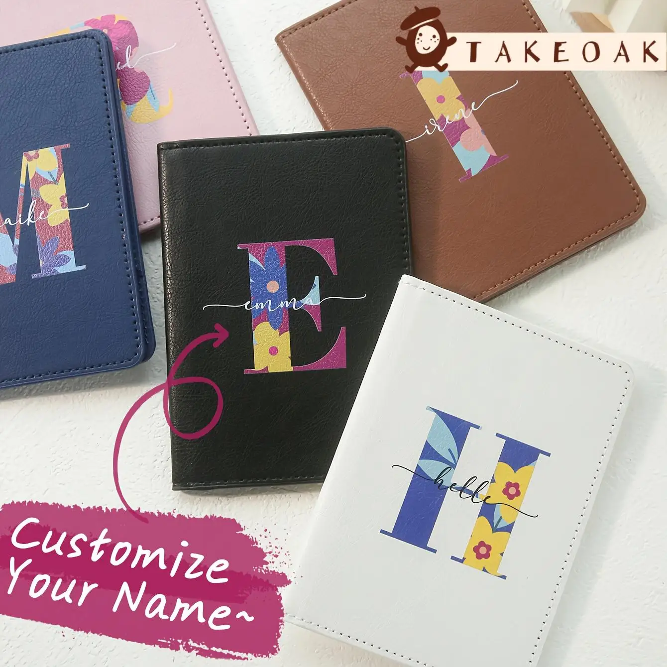 Custom Floral Monogram Passport Cover Personalized Name & Initial Print PU Leather Passport Holder Travel Document Organizer
Custom Floral Monogram Passport Cover Personalized Name & Initial Print PU Leather Passport Holder Travel Document Organizer