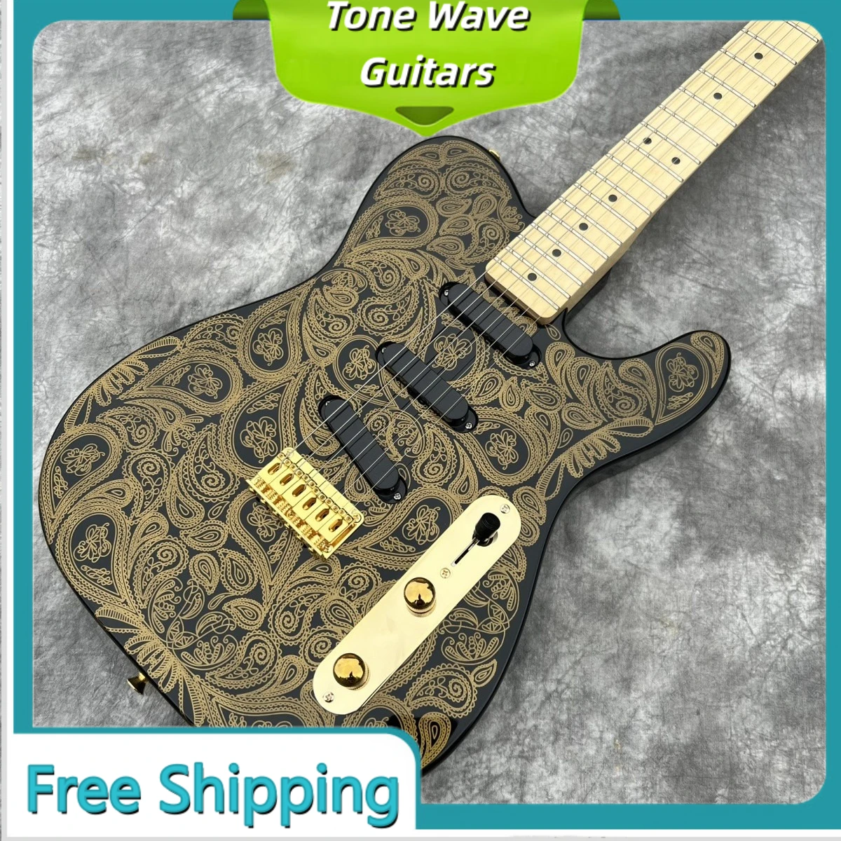 Tele Brown Retro Print Electric Guitar SSS Pickup Golden Fixed Bridge Poplar Body Maple/Ebony Fingerboard Deluxe Vintage Rock
Tele Brown Retro Print Electric Guitar SSS Pickup Golden Fixed Bridge Poplar Body Maple/Ebony Fingerboard Deluxe Vintage Rock