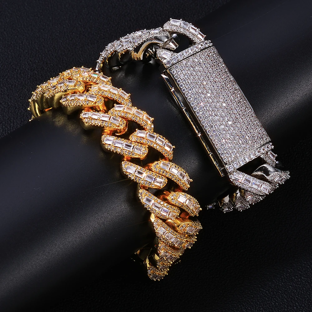 Hip hop Cuban Chain Men's High end Custom Diamond Bracelet Rectangular Stone Brass Gold Plated Silver Plated Holiday Gift
Hip hop Cuban Chain Men's High end Custom Diamond Bracelet Rectangular Stone Brass Gold Plated Silver Plated Holiday Gift