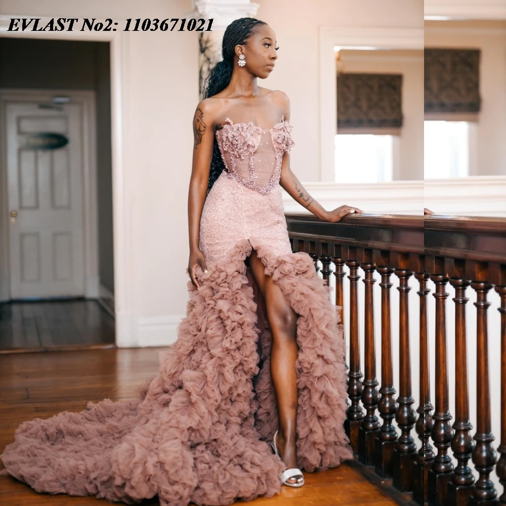 EVLAST Customized Pink Mermaid Prom Dress For Black Girl 2025 Ruffles Tiered Birthday Party Dress High Slit Evening Gown E2P38
EVLAST Customized Pink Mermaid Prom Dress For Black Girl 2025 Ruffles Tiered Birthday Party Dress High Slit Evening Gown E2P38