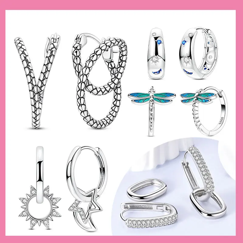 Original 925 Sterling Silver Asymmetric Sun and Moon Star Earrings Double U-shaped Hoop Earrings Suitable for Women's Jewelry
Original 925 Sterling Silver Asymmetric Sun and Moon Star Earrings Double U-shaped Hoop Earrings Suitable for Women's Jewelry