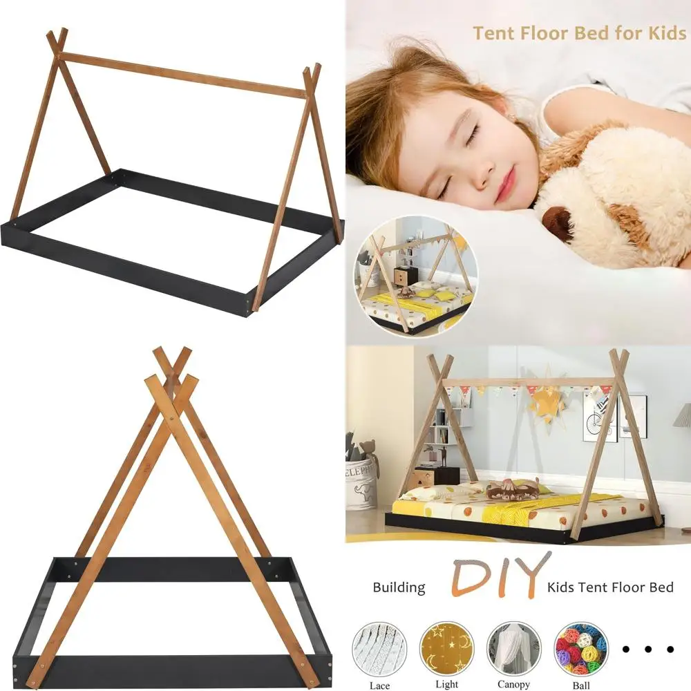 Full Size Loft Bed with Tepee Structure, Platform Bed for Kids, Suitable for Boys and Girls in Black and Brown
Full Size Loft Bed with Tepee Structure, Platform Bed for Kids, Suitable for Boys and Girls in Black and Brown