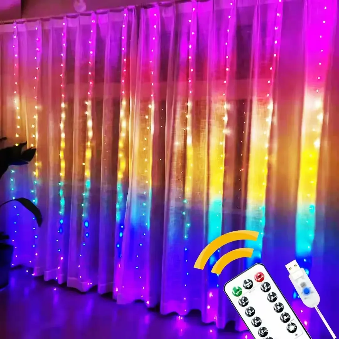 Garland Curtain Usb LED String Light RGB Remote Control Fairy Lights Festoon For Christmas Room Wedding Decoration
Garland Curtain Usb LED String Light RGB Remote Control Fairy Lights Festoon For Christmas Room Wedding Decoration