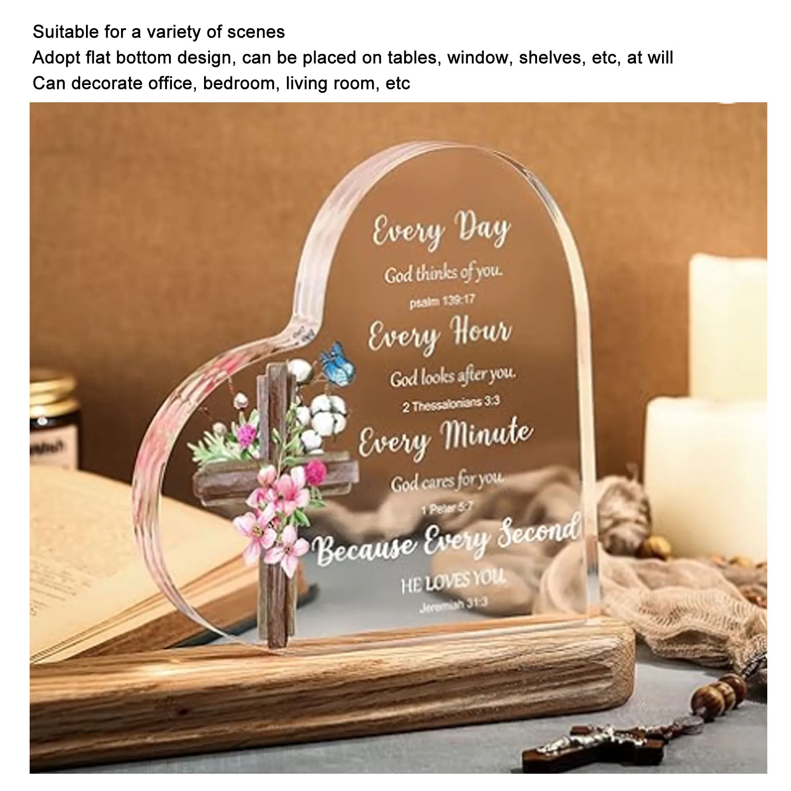 Acrylic Heart Ornament Transparent Religious Inspirational Bible Verse Desktop Decoration For Women For Office Bedroom
Acrylic Heart Ornament Transparent Religious Inspirational Bible Verse Desktop Decoration For Women For Office Bedroom
