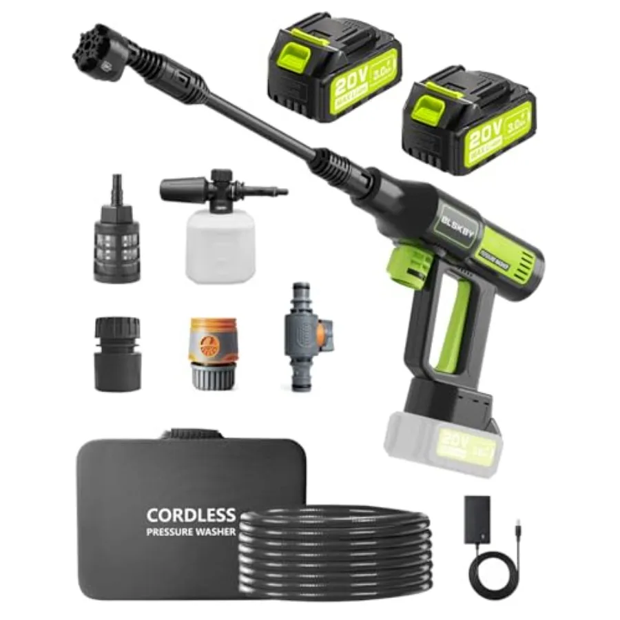 Portable Pressure Washer Cordless 2 Batteries - 1200PSI Brushless Battery Powered Power Washer with 6-in-1 Nozzle Foam Cannon 3
Portable Pressure Washer Cordless 2 Batteries - 1200PSI Brushless Battery Powered Power Washer with 6-in-1 Nozzle Foam Cannon 3
