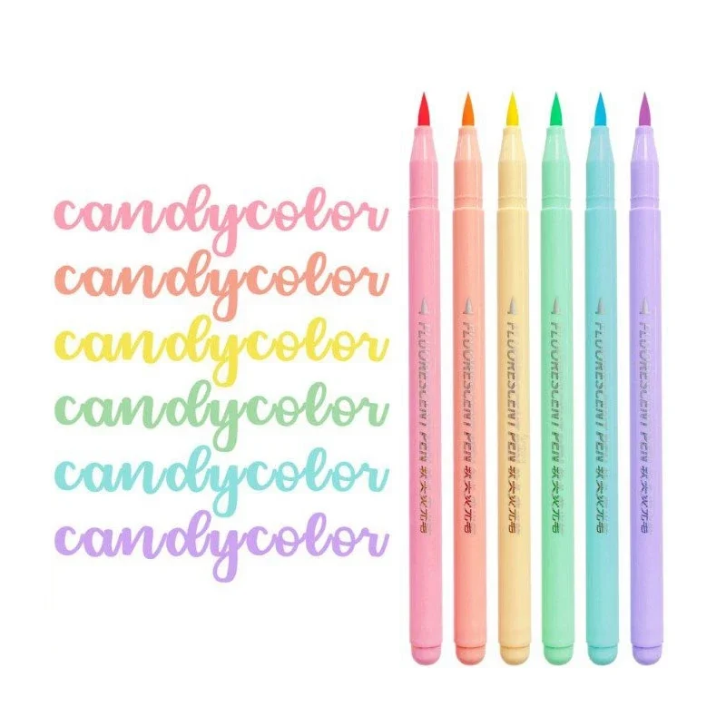6 colors Set Soft Brush Fluorescence Pen Set Color Highlighter Calligraphy Pens Pastel Markers Brush Set Art Stationery Supplies
6 colors Set Soft Brush Fluorescence Pen Set Color Highlighter Calligraphy Pens Pastel Markers Brush Set Art Stationery Supplies