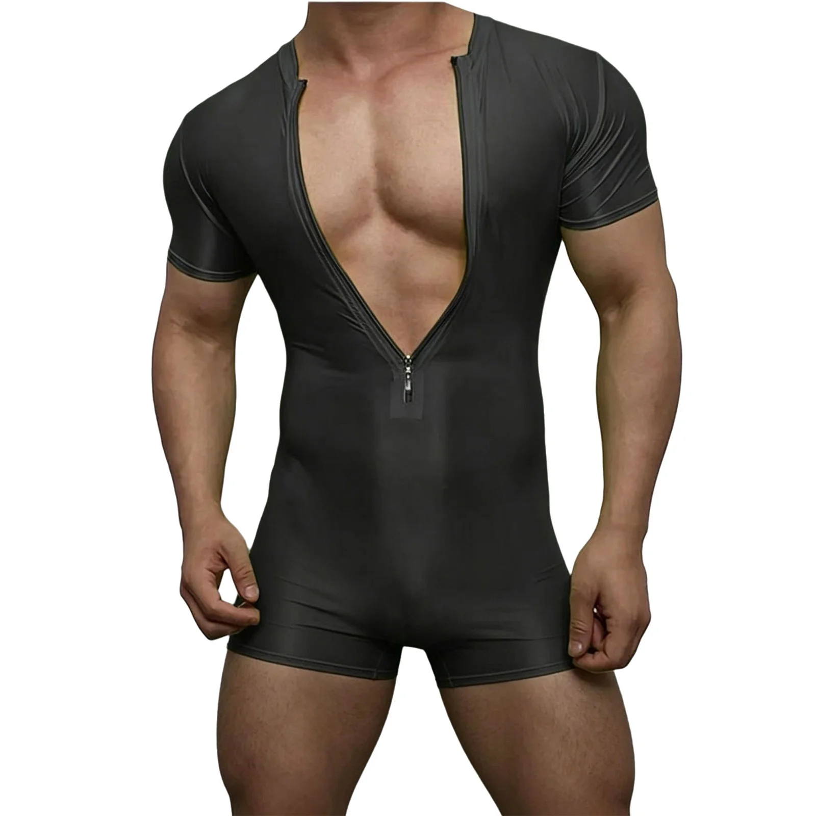 Mens Silky Stretchy Rompers One Piece Pajamas Short Sleeve Zipper Boyshorts Bodysuit Yoga Workout Fitness Swimwear Nightwear
Mens Silky Stretchy Rompers One Piece Pajamas Short Sleeve Zipper Boyshorts Bodysuit Yoga Workout Fitness Swimwear Nightwear