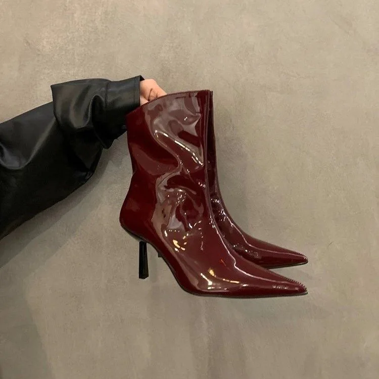 Women Boots High Quality Patent Leather Short Boots Temperament Pointed Leather High Heel Boots Fashion Stiletto Heel Ankle Boot
Women Boots High Quality Patent Leather Short Boots Temperament Pointed Leather High Heel Boots Fashion Stiletto Heel Ankle Boot