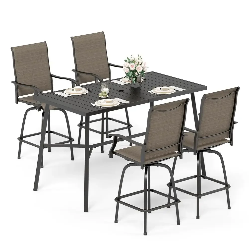 Outdoor Bar Set, Patio Bar Table and Chairs Set, Bar Height Patio Set 4 x Swivel Bar ChairsBrown, 1 x Rectangular Bar TableBlac
Outdoor Bar Set, Patio Bar Table and Chairs Set, Bar Height Patio Set 4 x Swivel Bar ChairsBrown, 1 x Rectangular Bar TableBlac