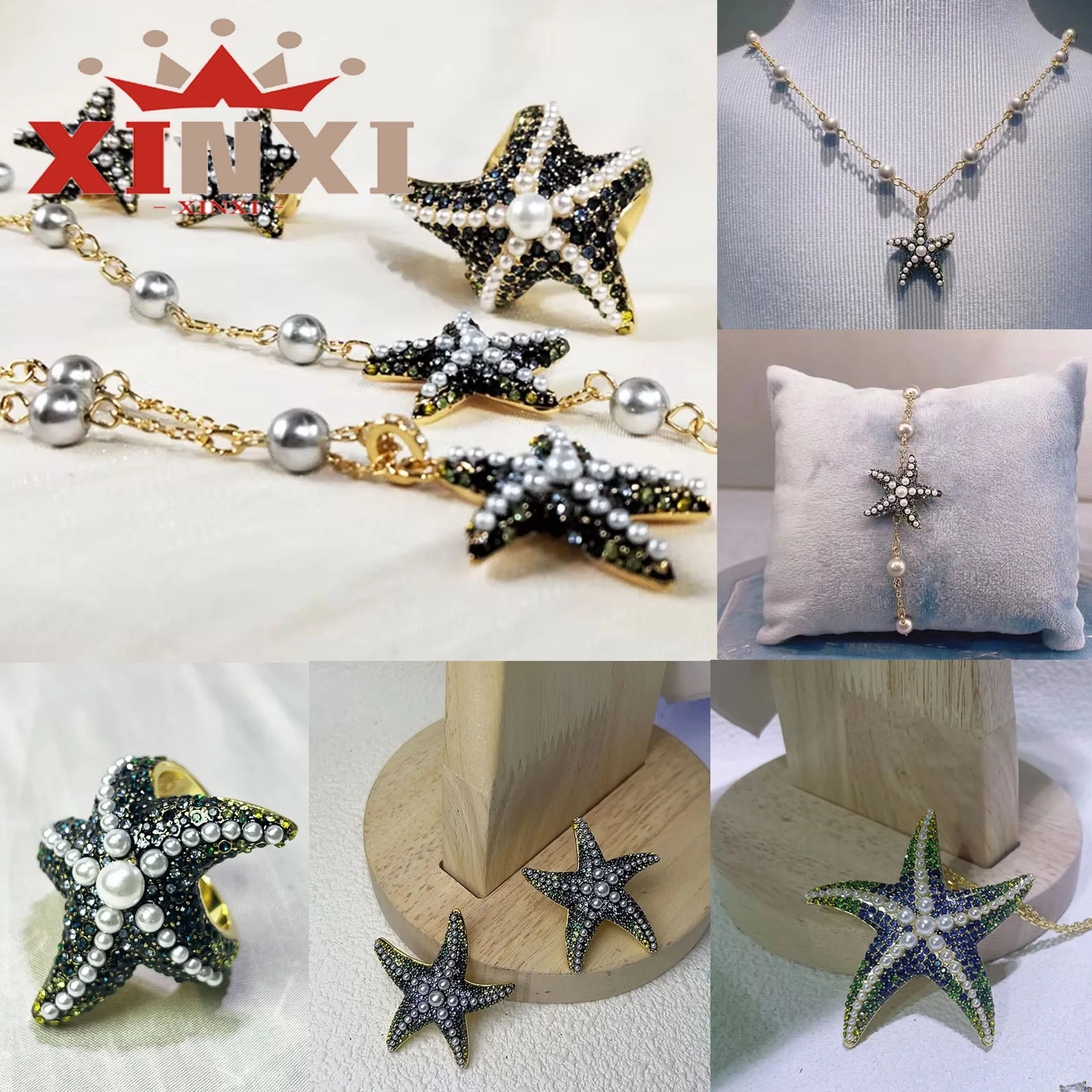 Starfish Jewelry Design Luxury Crystal Big Star Necklace Earring Bracelet Ring Fine Romantic Exquisite Christmas Gifts for Women
Starfish Jewelry Design Luxury Crystal Big Star Necklace Earring Bracelet Ring Fine Romantic Exquisite Christmas Gifts for Women