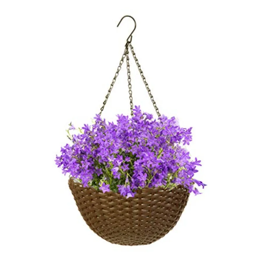 Woven resin hanging baskets for outdoor patio use espresso color weather-resistant material 14-inch diameter 4-pack
Woven resin hanging baskets for outdoor patio use espresso color weather-resistant material 14-inch diameter 4-pack