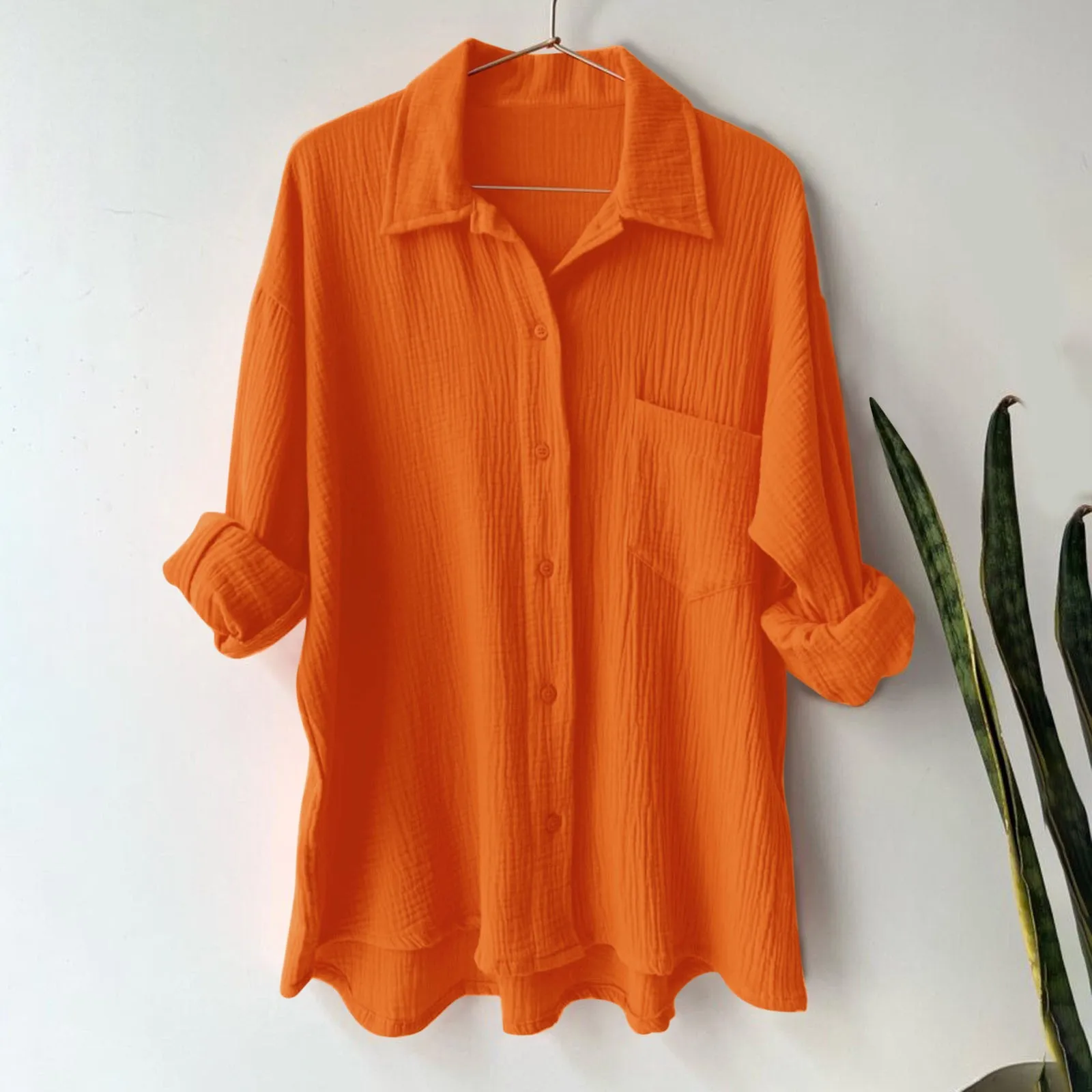 Summer Beach Women Loose Shirt Oversized Buttons Down Pocket Blouse Tops Solid Color Casual Long Sleeve Holiday Women's Shirt
Summer Beach Women Loose Shirt Oversized Buttons Down Pocket Blouse Tops Solid Color Casual Long Sleeve Holiday Women's Shirt