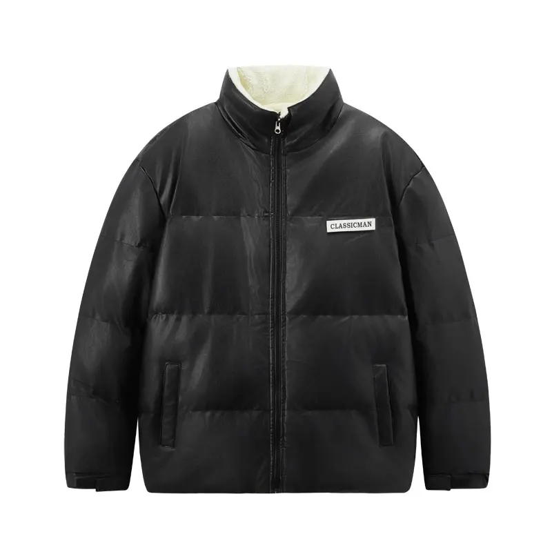 Men Black White Parkas Winter Thickened Warm Lamb Wool Parkas Male Stand Collar Washed PU Leather Cotton Coat Windproof Jackets
Men Black White Parkas Winter Thickened Warm Lamb Wool Parkas Male Stand Collar Washed PU Leather Cotton Coat Windproof Jackets