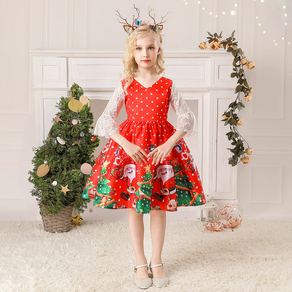 2pcs Gift Christmas Dress For Girls Party Costume Kids Printed Santa Claus Xmas Dresses Lace Sleeve Children Princess Clothes
2pcs Gift Christmas Dress For Girls Party Costume Kids Printed Santa Claus Xmas Dresses Lace Sleeve Children Princess Clothes
