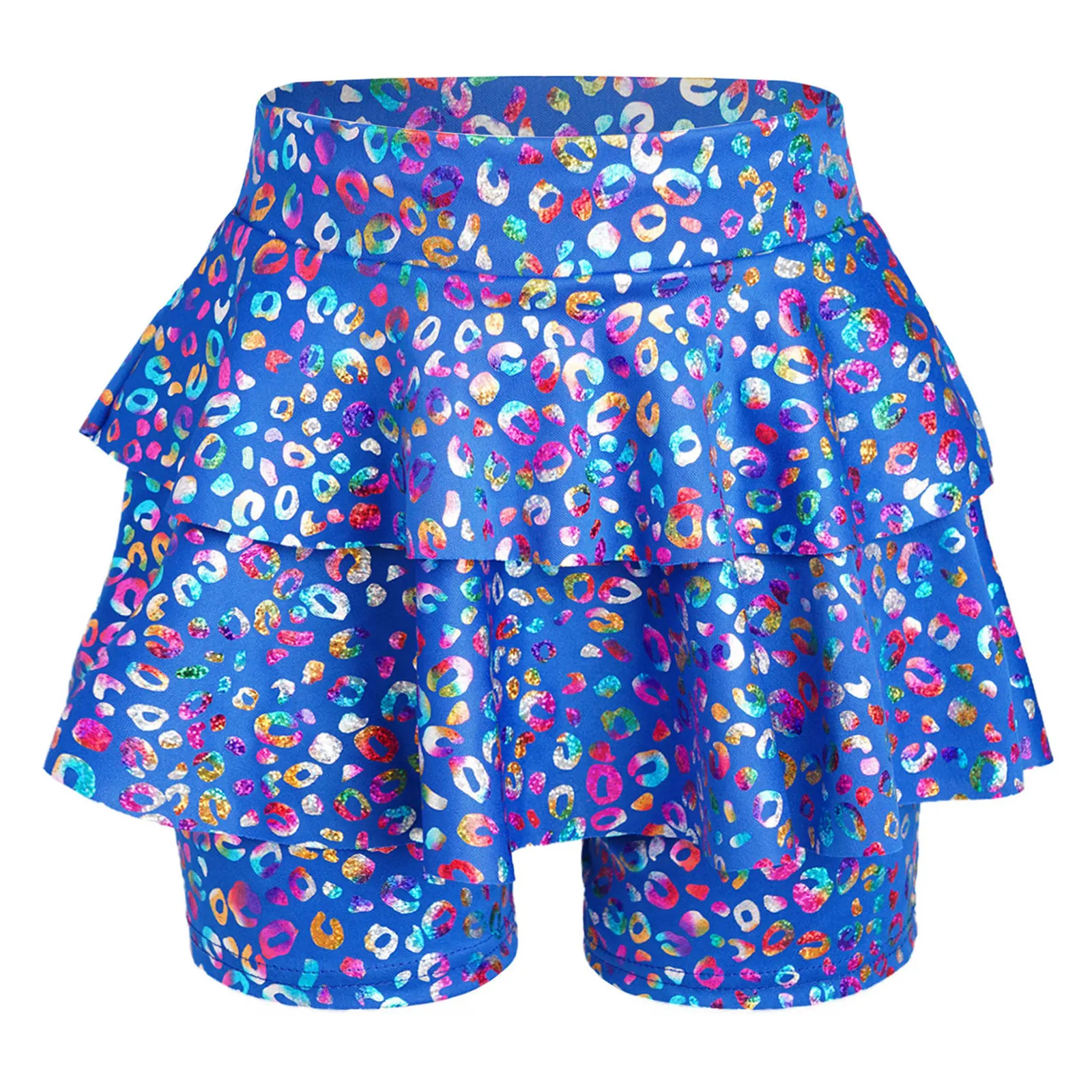 New Kids Girls Jazz Dance Culotte Metallic Leopard Printed High Waist Elastic Waist Skirted Shorts for Cheerleading Performance
New Kids Girls Jazz Dance Culotte Metallic Leopard Printed High Waist Elastic Waist Skirted Shorts for Cheerleading Performance