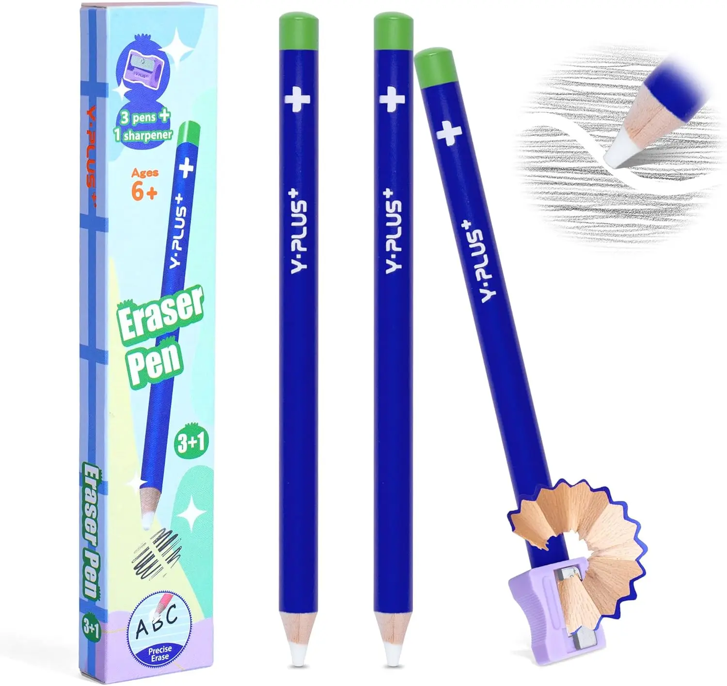 Precision Eraser Pencil 3-Pack with Sharpener, Blue, for Sketching & Details
Precision Eraser Pencil 3-Pack with Sharpener, Blue, for Sketching & Details