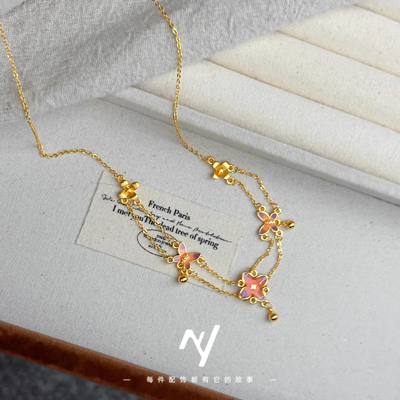 9999 real glod enamel color necklace, Twelve Flower Gods, Double Thread Butterfly, Love Flower, butterfly, collarbo
9999 real glod enamel color necklace, Twelve Flower Gods, Double Thread Butterfly, Love Flower, butterfly, collarbo