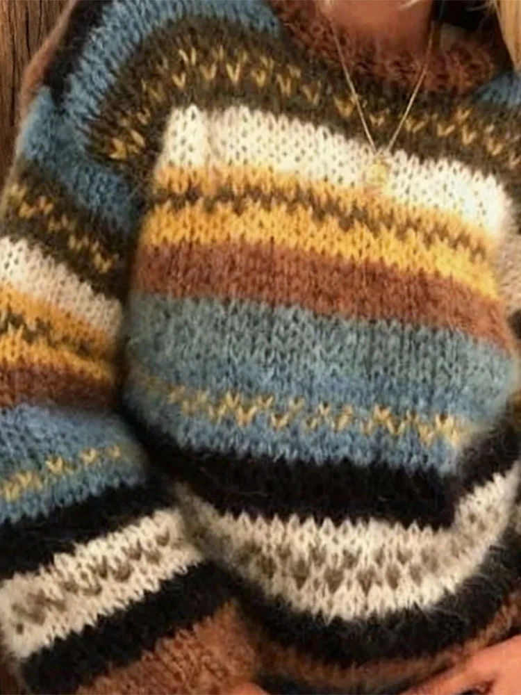 Rainbow loose casual pullover for autumn and winter fashion women's clothing warm and versatile knitted sweater
Rainbow loose casual pullover for autumn and winter fashion women's clothing warm and versatile knitted sweater