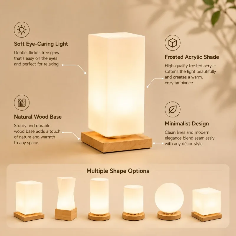 Nordic Solid Wood Table Lamp - Modern Minimalist Bedside Light, Dimmable LED Night Light for Bedroom Living Room Home Decor
Nordic Solid Wood Table Lamp - Modern Minimalist Bedside Light, Dimmable LED Night Light for Bedroom Living Room Home Decor