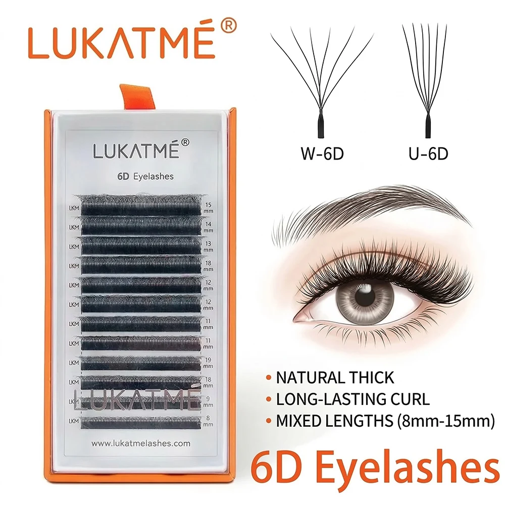 LUKATME 6D W Shape Eyelash Extension Premade Volume Fans 6D U Shape Eyelashes 0.07 BASF Curl Retention False Mink 6D Lashes
LUKATME 6D W Shape Eyelash Extension Premade Volume Fans 6D U Shape Eyelashes 0.07 BASF Curl Retention False Mink 6D Lashes
