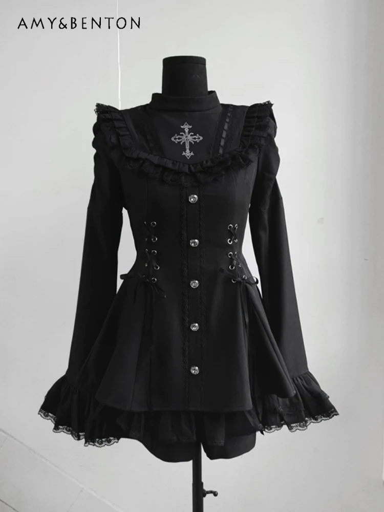 Japanese Mine Series Mass-produced Lace Horn Sleeve Dress Sets Sweet Cool Lolita Mini Dress Shorts 2 Piece Sets Womens Outifits
Japanese Mine Series Mass-produced Lace Horn Sleeve Dress Sets Sweet Cool Lolita Mini Dress Shorts 2 Piece Sets Womens Outifits