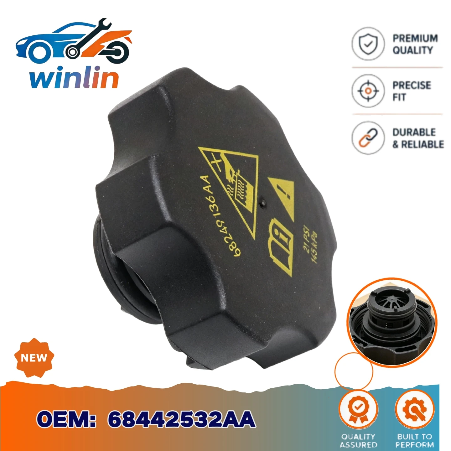 Engine Coolant Reservoir Cap Radiator Expansion Tank Cap for Chrysler Dodge Jeep Ram 68442532AA 68249136AA 53479332
Engine Coolant Reservoir Cap Radiator Expansion Tank Cap for Chrysler Dodge Jeep Ram 68442532AA 68249136AA 53479332