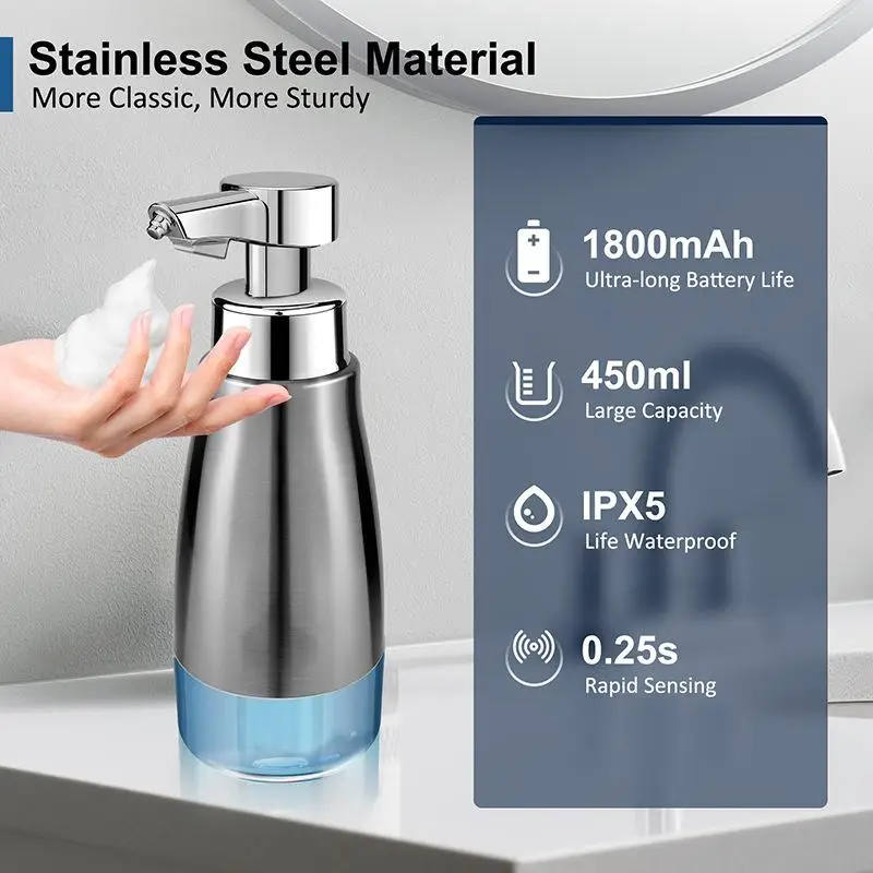 Automatic Liquid Soap Dispenser Touchless Steel Metal Lotion Bottle Refillable Foam Soap Dispenser Kitchen Bathroom Accessories
Automatic Liquid Soap Dispenser Touchless Steel Metal Lotion Bottle Refillable Foam Soap Dispenser Kitchen Bathroom Accessories