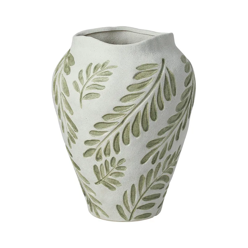Creative Nordic pastoral hand-painted green leaf ceramic vase sales office villa entrance living room
Creative Nordic pastoral hand-painted green leaf ceramic vase sales office villa entrance living room
