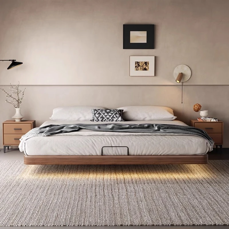 No bedside simple modern small apartment solid wood suspended bed Italian minimalist master bedroom light luxury flush bed
No bedside simple modern small apartment solid wood suspended bed Italian minimalist master bedroom light luxury flush bed