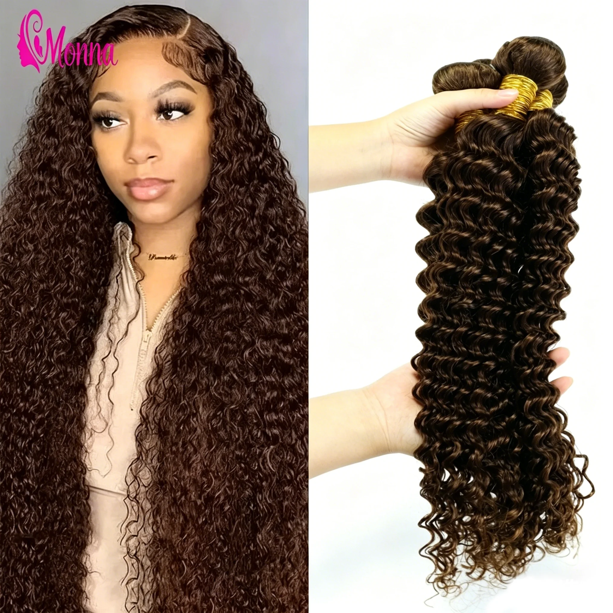 30 32 Inch #4 Chocolate Brown Deep Wave Human Hair Bundles Burmese Curly Hair Weaves 1/3 Bundle Deals Brown Bundle For Extension
30 32 Inch #4 Chocolate Brown Deep Wave Human Hair Bundles Burmese Curly Hair Weaves 1/3 Bundle Deals Brown Bundle For Extension