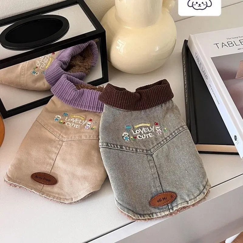 Pet Autumn and Winter Denim Embroidered Jacket Cat Denim Vest Plush Cat Autumn and Winter Warm and Plush Vest Puppy Clothes
Pet Autumn and Winter Denim Embroidered Jacket Cat Denim Vest Plush Cat Autumn and Winter Warm and Plush Vest Puppy Clothes