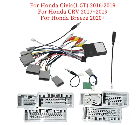 Car 16Pin Android Stereo Power Wiring Harness With Canbus + USB For Honda Civic 1.5T(16-19)/CRV (17-19)/Breeze(2020+)