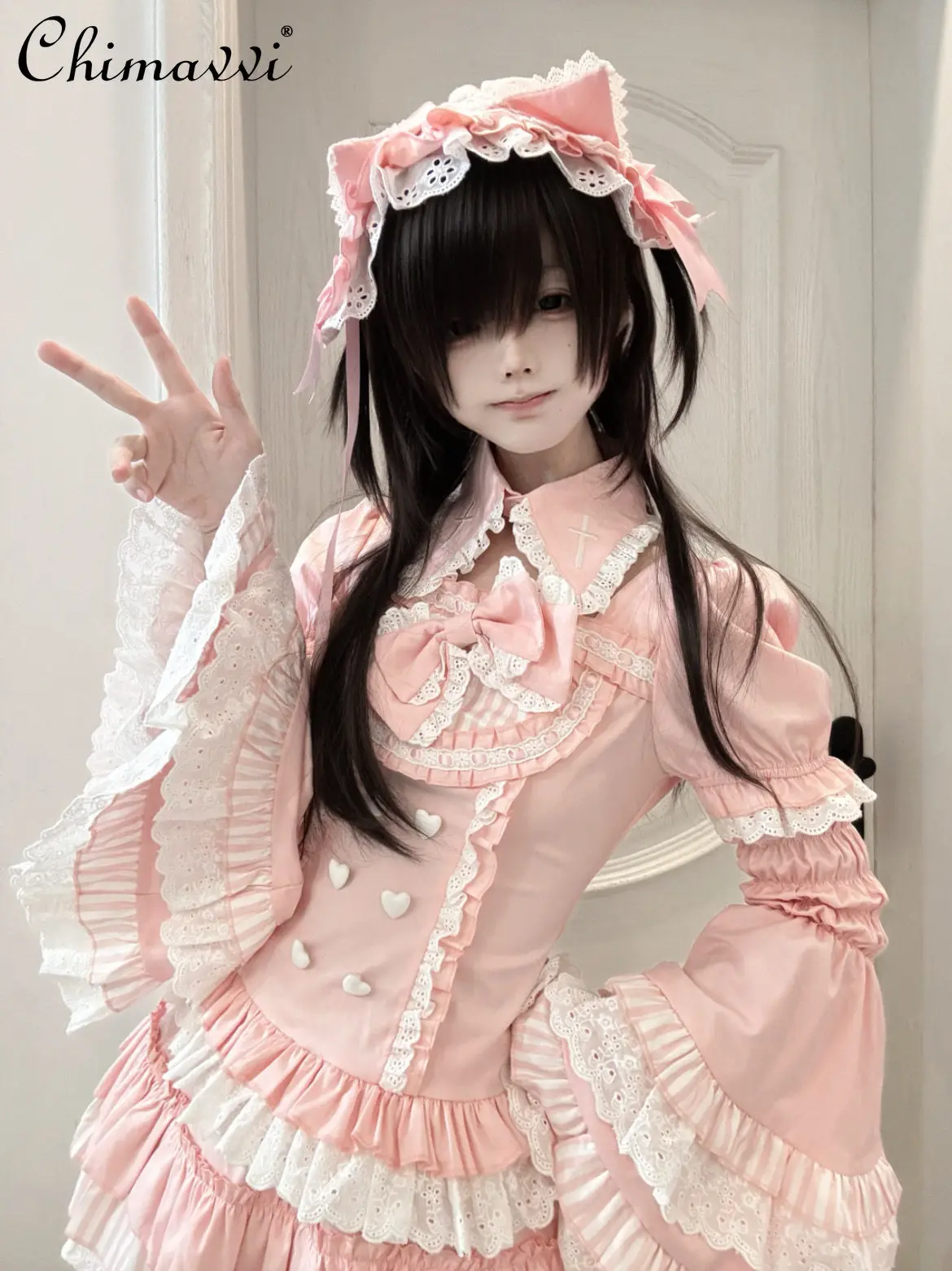 Japanese Subculture Sweet Pink Bow Sleeve Top Cake Skirt Spring Summer New Cute Girl Doll Style Striped Cat Ear Lolita Sets
Japanese Subculture Sweet Pink Bow Sleeve Top Cake Skirt Spring Summer New Cute Girl Doll Style Striped Cat Ear Lolita Sets