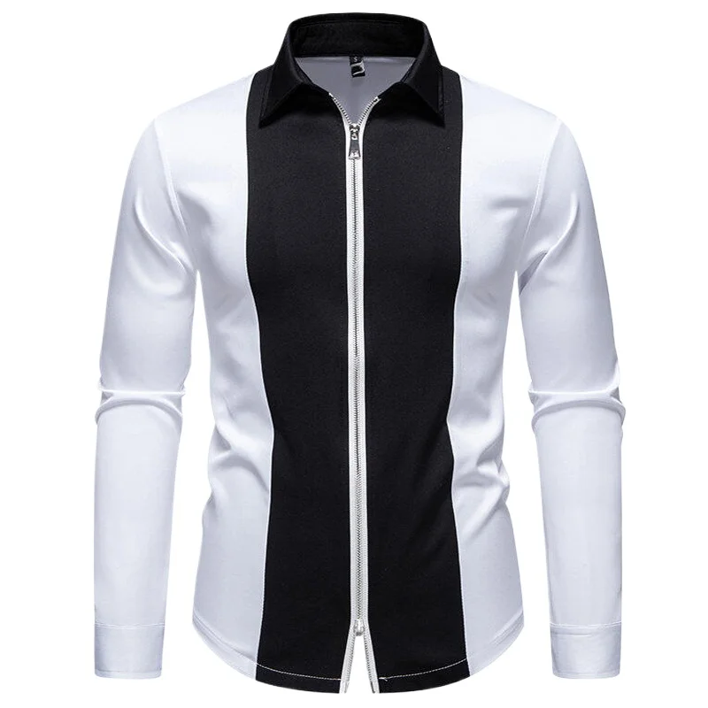 Zipper Designer Black White Patchwork Shirts for Men Streetwear Clothing Long Sleeve Punk Victorian Gothic Clothes Mens Shirt
Zipper Designer Black White Patchwork Shirts for Men Streetwear Clothing Long Sleeve Punk Victorian Gothic Clothes Mens Shirt