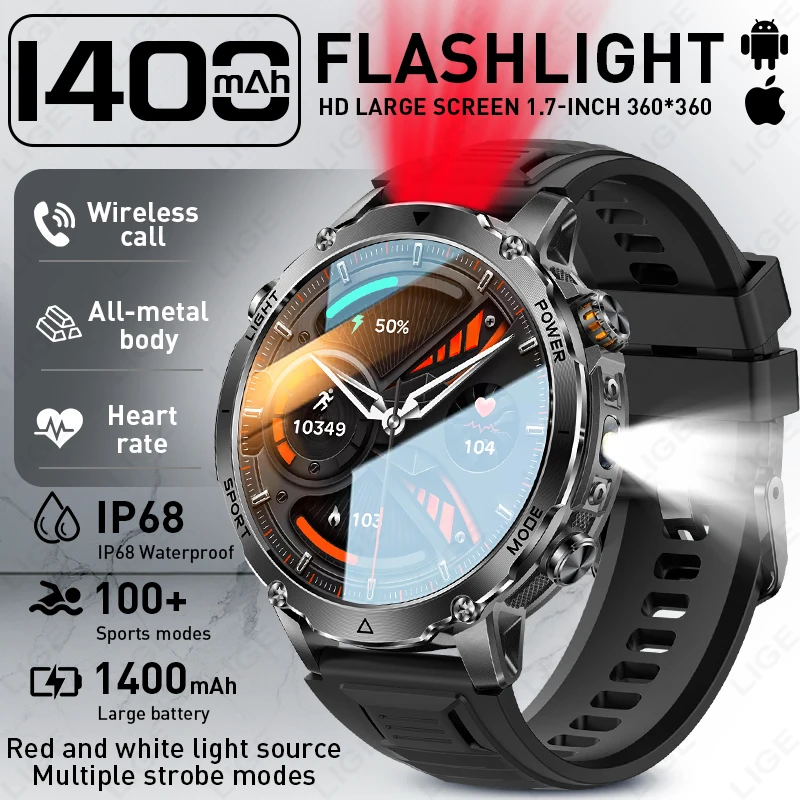 LIGE Outdoor Smart Watch Bluetooth Call 1400mAh Large Battery Sports Heart Rate 1.7" Screen Military Smartwatch For Android IOS
LIGE Outdoor Smart Watch Bluetooth Call 1400mAh Large Battery Sports Heart Rate 1.7" Screen Military Smartwatch For Android IOS