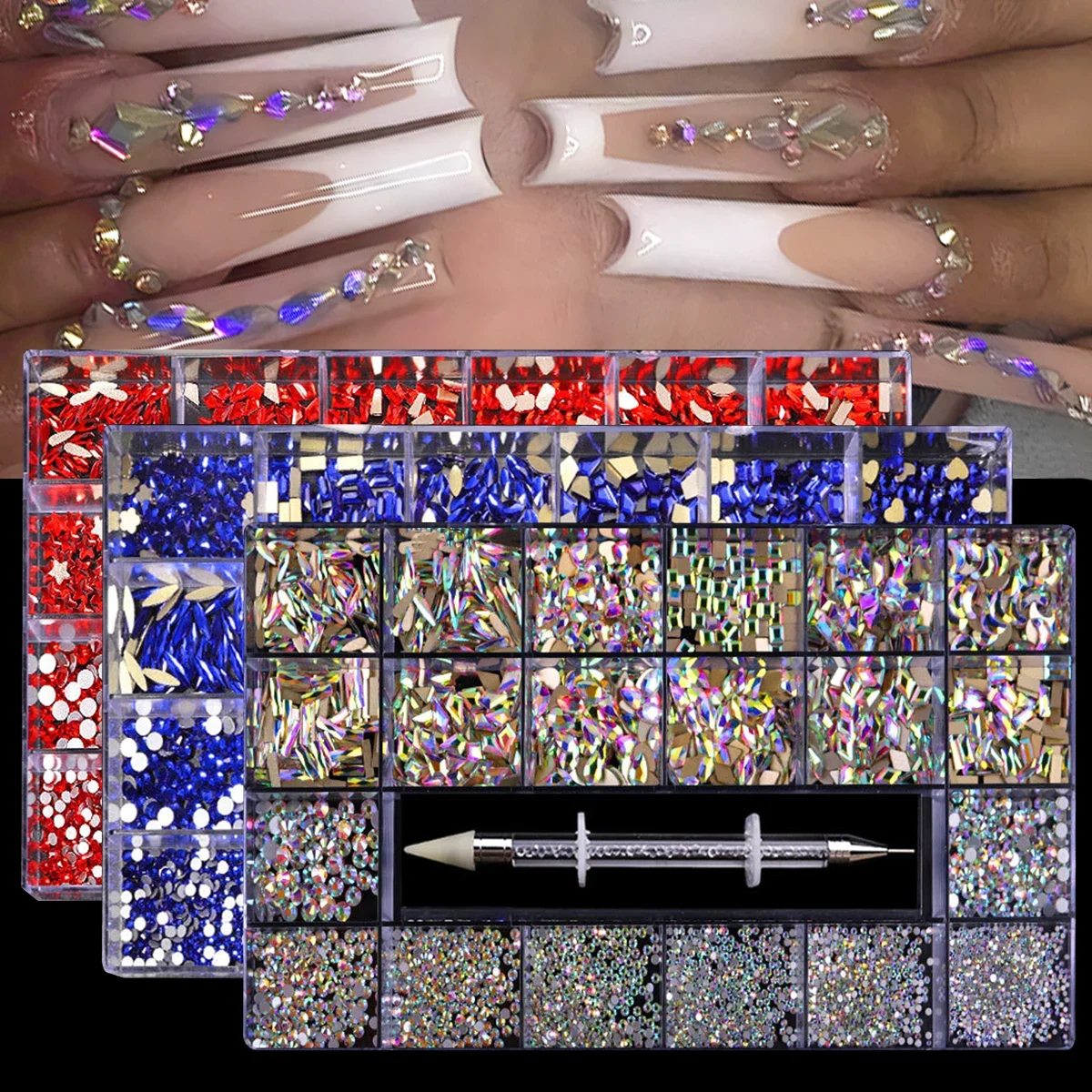 21 grid nail art diamond flat bottom glass diamond multi-style special-shaped diamond shiny nail rhinestone DIY nail art jewelry
21 grid nail art diamond flat bottom glass diamond multi-style special-shaped diamond shiny nail rhinestone DIY nail art jewelry