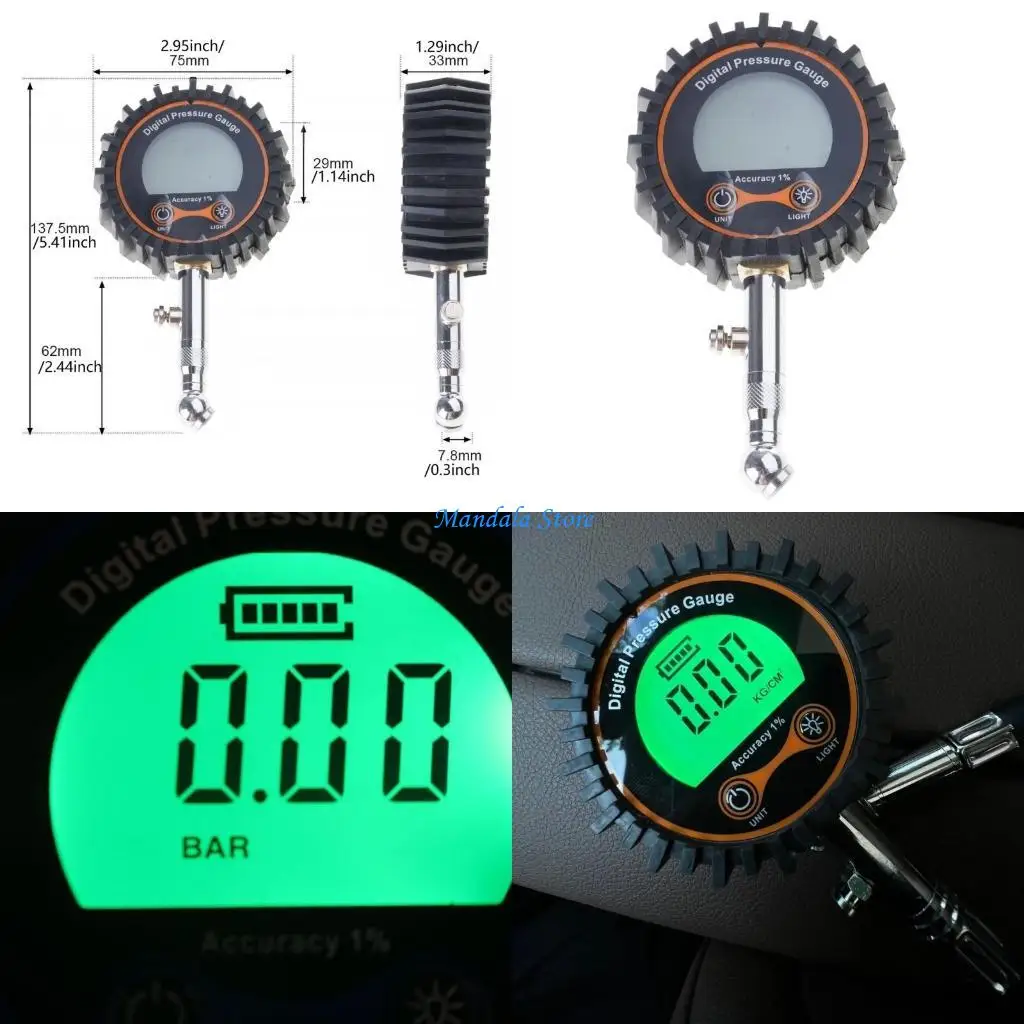 U2JC Accurate Tire Pressure Gauge Green Screen Display Easy To Read No Battery Need
U2JC Accurate Tire Pressure Gauge Green Screen Display Easy To Read No Battery Need