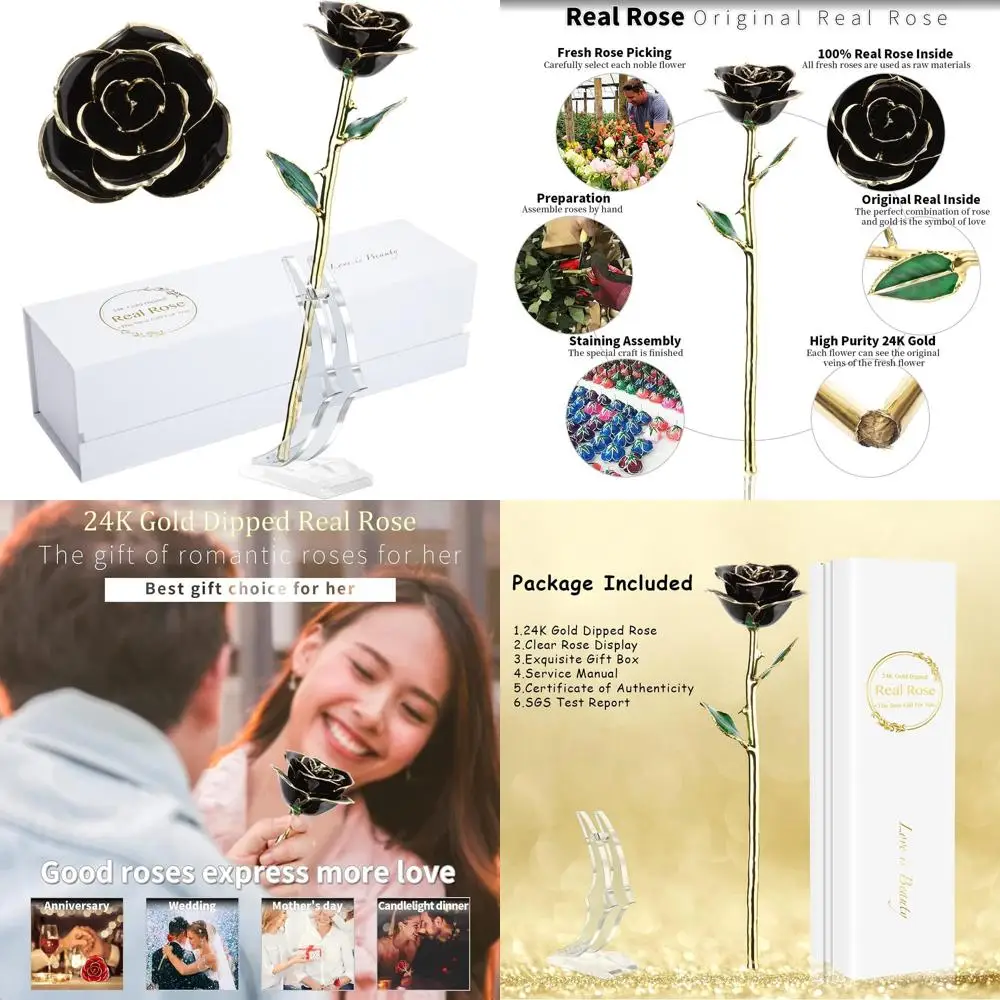 Gilded Real Roses: Premium Black Gold-Dipped Flower with Stand - Perfect Gift for Her
Gilded Real Roses: Premium Black Gold-Dipped Flower with Stand - Perfect Gift for Her