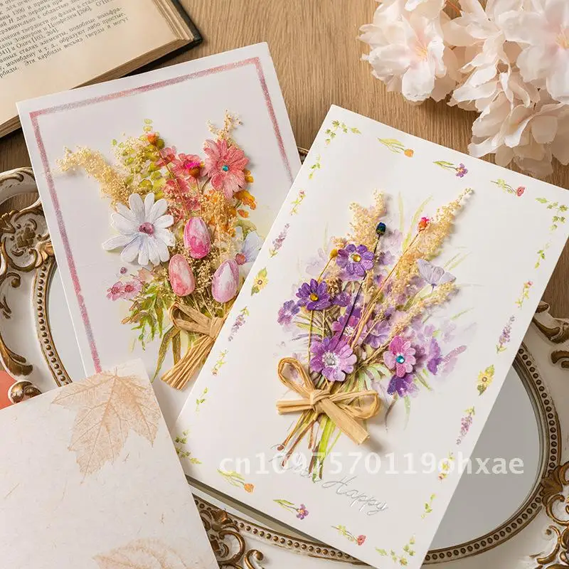Creative handmade dried flowers, thank you card, high-end feeling, oath card, Teacher's Day graduation card with envelope
Creative handmade dried flowers, thank you card, high-end feeling, oath card, Teacher's Day graduation card with envelope