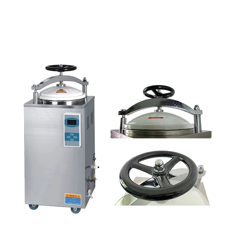 High Quality Stainless Steel 50L Vertical Pressure Sterilizer Digital Display 134 PLC Control
High Quality Stainless Steel 50L Vertical Pressure Sterilizer Digital Display 134 PLC Control