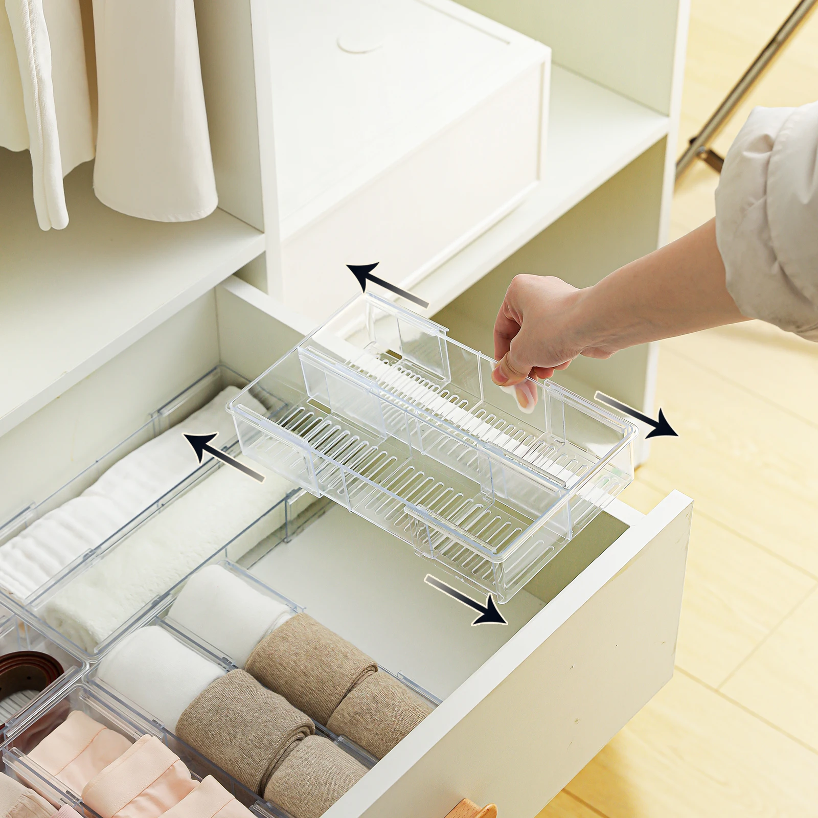 1/2pcs Drawer Telescopic Storage Box Dressing Table Classification Storage Cabinet Partition Tableware Compartment Storage
1/2pcs Drawer Telescopic Storage Box Dressing Table Classification Storage Cabinet Partition Tableware Compartment Storage