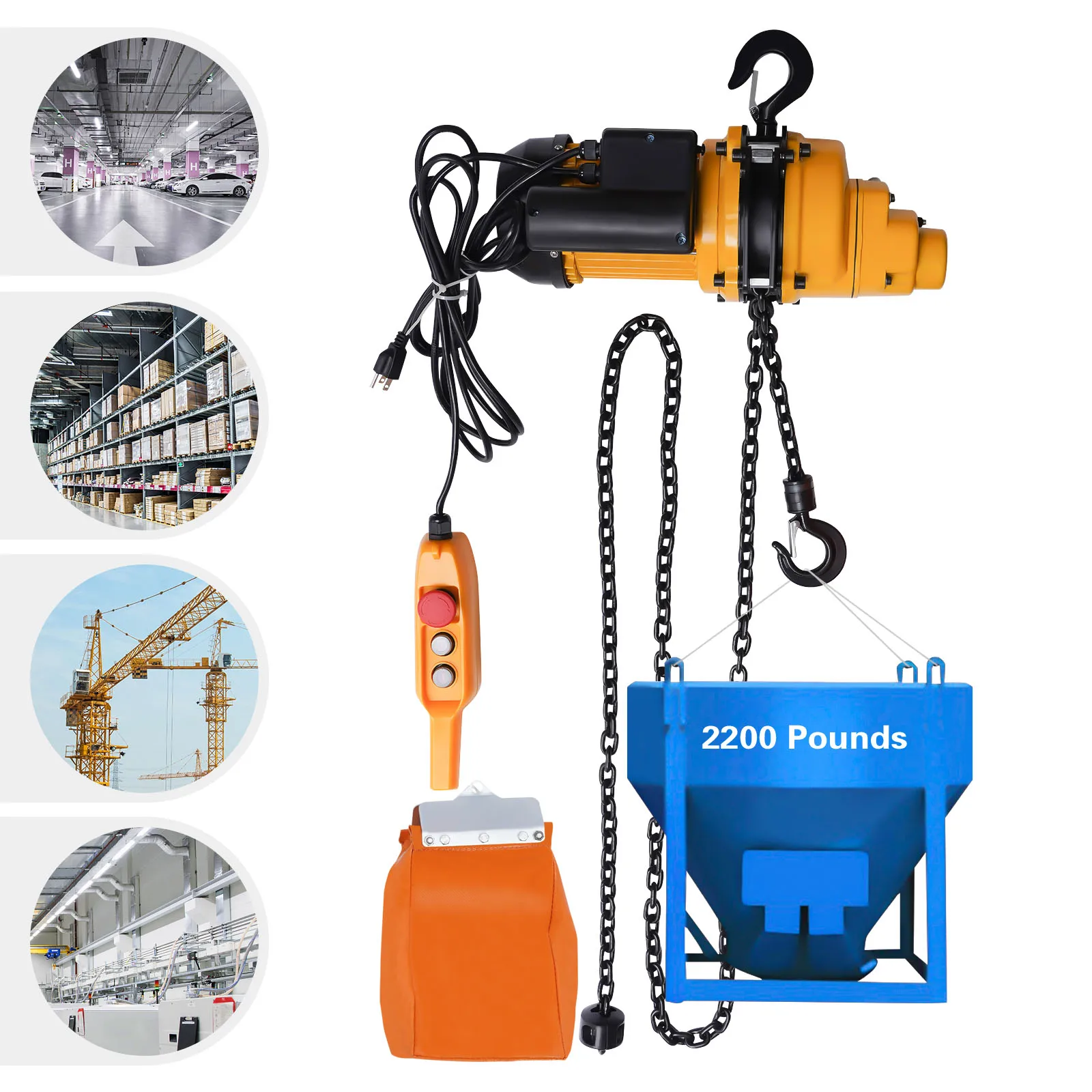 1300W Electric Chain Hoist 2200lbs Lifting Power System w/Emergency Stop Switch with 3m Wired Remote Control 110V
1300W Electric Chain Hoist 2200lbs Lifting Power System w/Emergency Stop Switch with 3m Wired Remote Control 110V